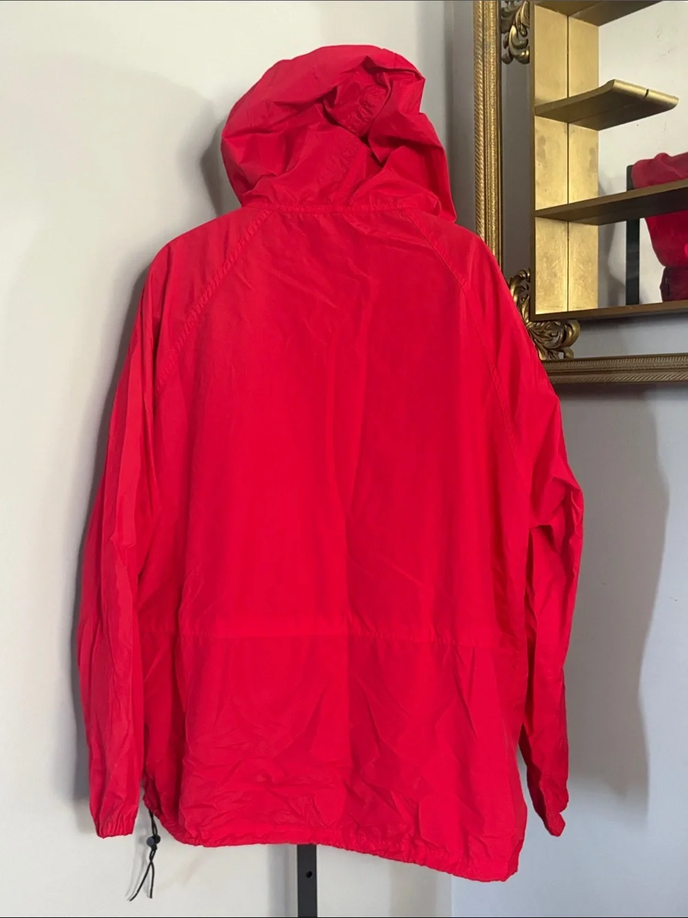 LL Bean VINTAGE XL Red Hooded Anorak Windbreaker Pullover Jacket